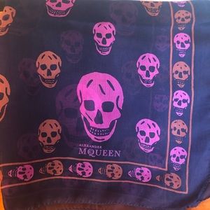 Alexander McQueen Navy silk skull Scarf